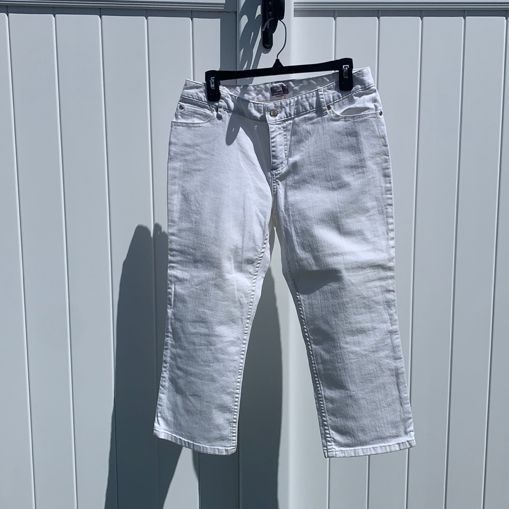 Cropped white jeans